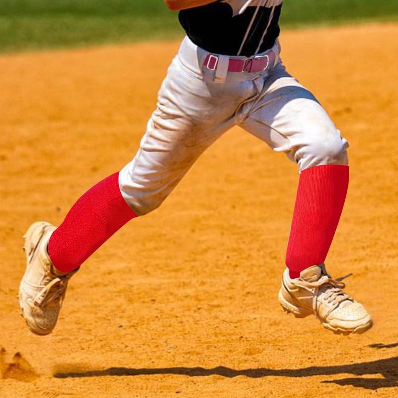 CALFOVERA Elastic Baseball Belt and Socks Combo Set Solid Color Elite Team Sport Knee High Socks Polyester PU Leather Adjustable Softball Waist Belt Waistband with Alloy Clasp for Youth Adult(Red) - Image 5